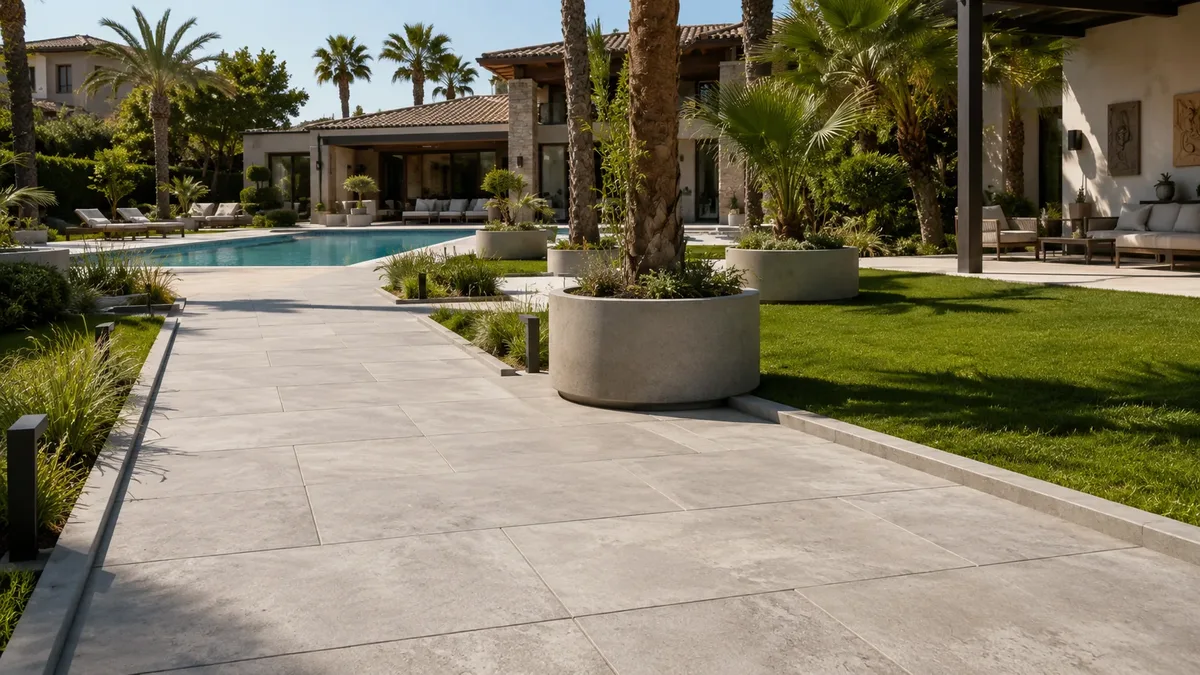 Serik Belek golf villa bahçesinde havuz çevresi parke taşı düzenlemesi — Hastaş Beton